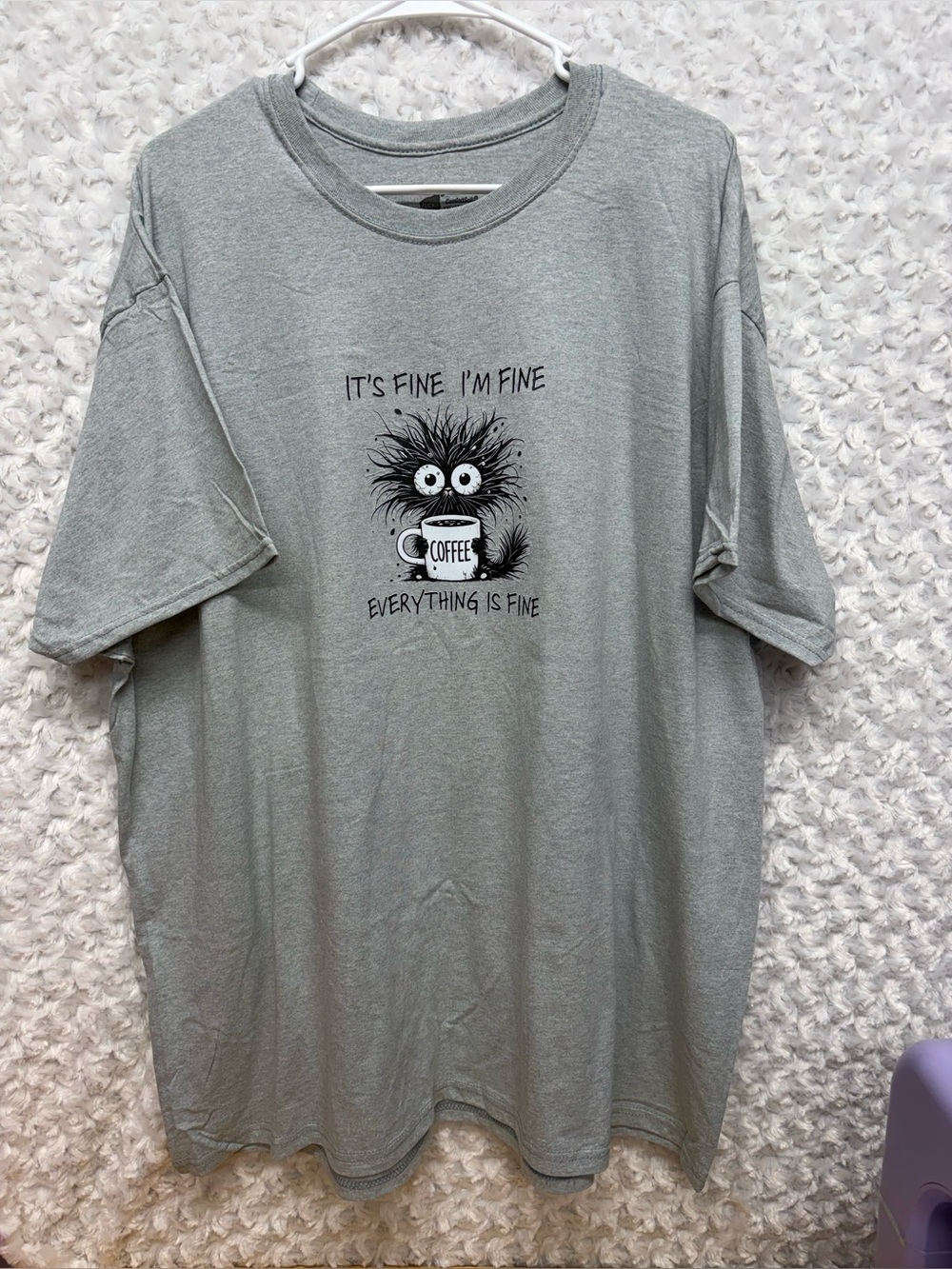 Custom unisex 3xl Gray Cat-Themed 'It's Fine' Graphic Tee Hanes